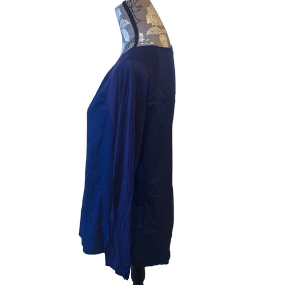 FRENCH CONNECTION Navy Blue Long Sleeve Blouse size large - Picture 4 of 7